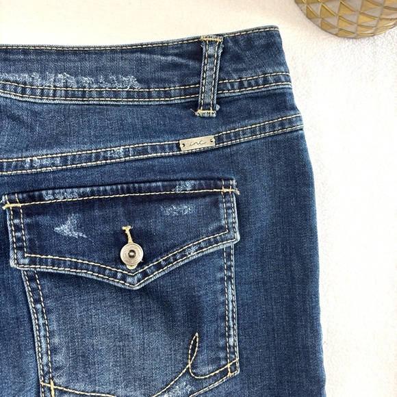 INC International Concepts Dark Blue Frayed Knee-Length Jean Pencil Skirt (16) - Picture 9 of 13